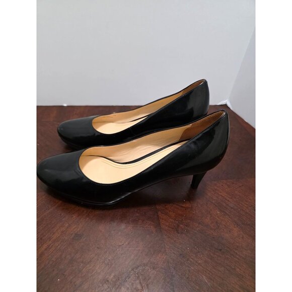 Cole Haan Black Patent Leather High Heel Pumps Women's Size 9.5B Classic Round T - Picture 4 of 11